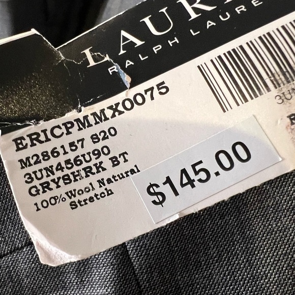 145. NWT Lauren By Ralph Lauren Wool Classic Fit Suit Separates Pants 56 Raw Hem - Picture 3 of 10